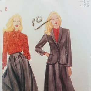 Vintage Butterick 4072 Size 8 Bust 31 1/2 inches Misses jacket blouse and skirt Pattern 100% complete 1980s