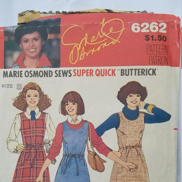 Vintage Marie Osmand Butterick 6262 Size 12 Bust 34 Misses Jumper Pattern
