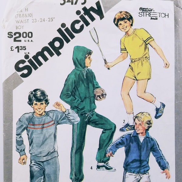 Vintage Simplicity 5473 active wear sewing pattern Size 7 8 and 10 100% complete