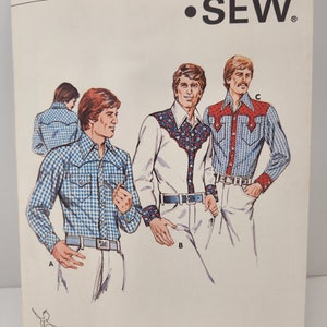 Vintage Kiwi SewPatterns Western Shirt 917 100% complete 1970s uncut