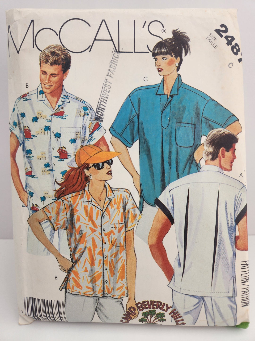 Vintage 80s Mccall's 2487 Camp Beverly Hills Shirt Sewing Pattern ...
