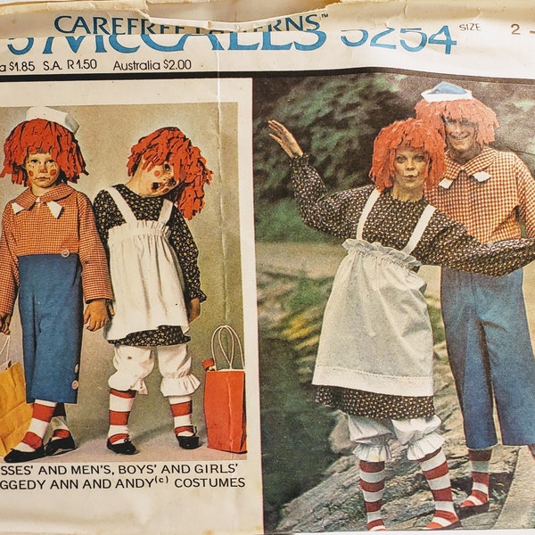 Vintage McCall's 5254 Size 2-4 Raggedy Ann and Andy Costume 100% complete 1970s