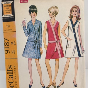 Vintage McCall&#39;s 9187 Size 10 dress sewing Pattern 100% complete 1970s