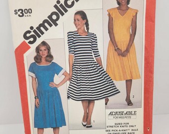 Vintage Simplicity 5885 dress sewing pattern Sizes 8 10 12 uncut 100% complete 1990s
