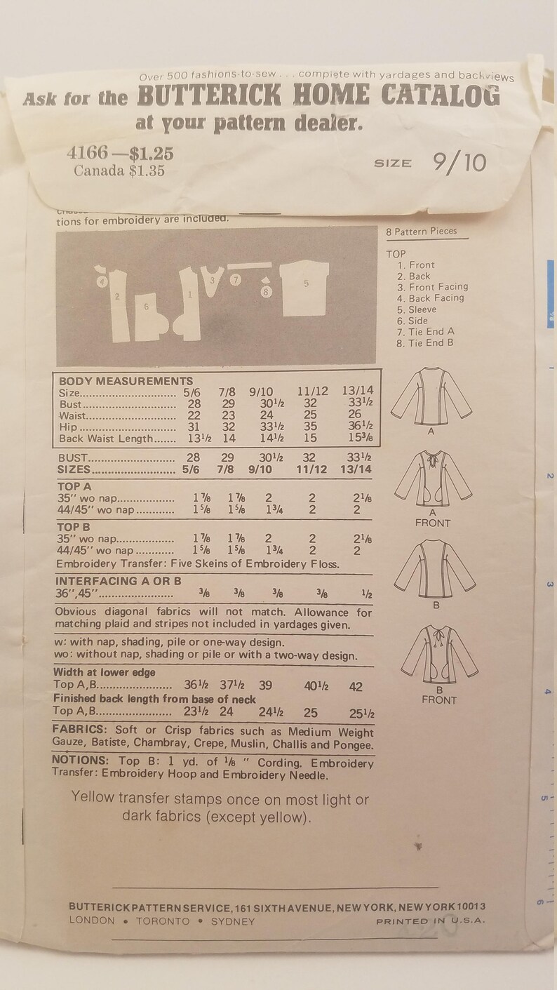 Vintage 1980s Butterick 4166 Jacket & Top Sewing Pattern (size 9/10) - Etsy