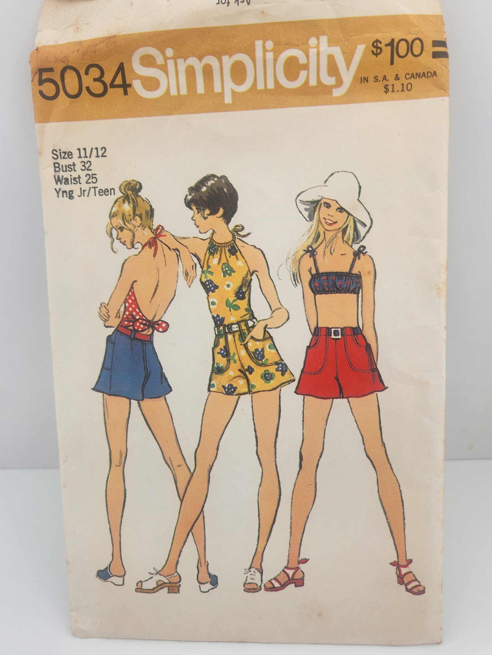 Vintage Simplicity 5034 Halter Top and Skirt Shorts Sewing Pattern ...