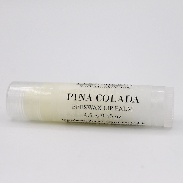 Pina Colada Lip Balm, Natural Beeswax Lip Balm, Tropical Cocoa Butter Lip Balm, Fruit Flavored Lip Balm, Handmade Coconut Lip Care,Gift Idea