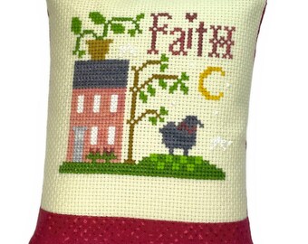 Adorno navideño de punto de cruz hecho a mano Faith, terminado, festivo, oveja, decoración para árbol navideño