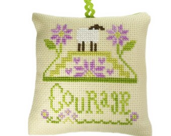 Adorno de punto de cruz hecho a mano "Valentía", terminado, festivo, oveja, decoración para árbol de Navidad