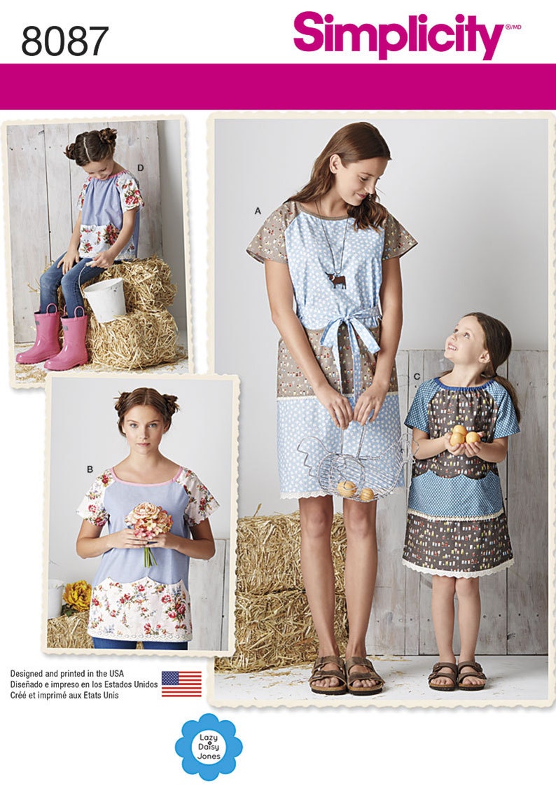 Size A 3-4-5-6-7-8 Simplicity Pattern 8101 Childs Dress and Tunic from Dottie Angel SEWING PATTERN