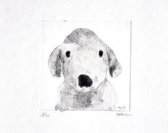 Etching watercolored  - "Otto"