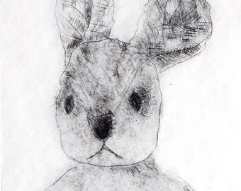 Etching  - " Grumpy Easter Bunny II "