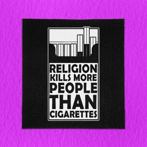 Parche para coser / La religión mata a más personas que los cigarrillos / Parche anarquista / Parche izquierdista / Parche radical