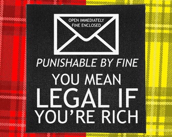 Patch punk | Légal si vous êtes riche | Patchs pour vestes | Veste de combat | Gilet Punk | Crust punk