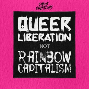 Sew On Patch | Queer Liberation, Not Rainbow Capitalism | Queer Patch | Crust Punk | DIY Punk