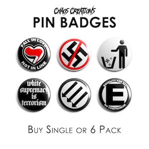 Badges à épingle (25 mm/1") - Anti-nazi