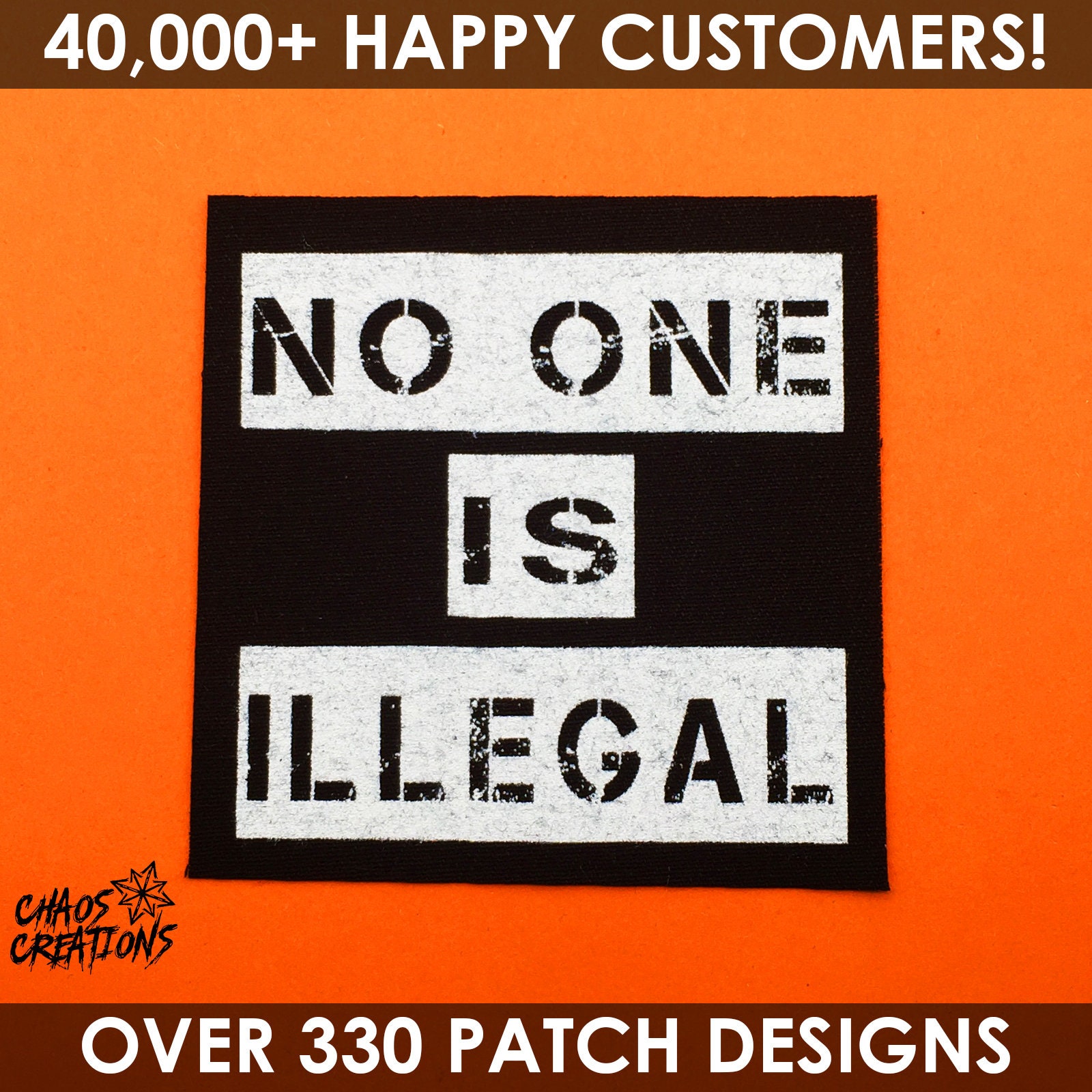 is　Etsy　9x9cm　No　Patch　Sew　On　Illegal　One　日本