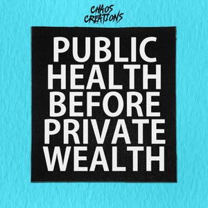 Sew On Punk Patch - Public Health Before Private Wealth