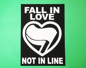 Back Patch Large | Fall in Love, Not in Line | Patch for Jacket | Large Patch Sew On | Punk Back Patch | Patches