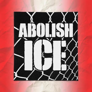 Écusson punk antifa – Abolissons l'ICE, clôture à mailles – À coudre