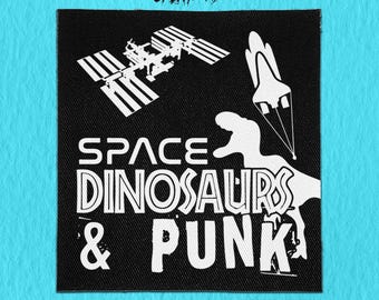Toppa punk da cucire - Spazio, dinosauri e punk
