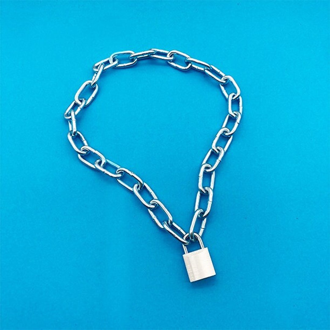 Chain Choker Punk Chain Necklace Punk Choker Padlock Necklace Sid