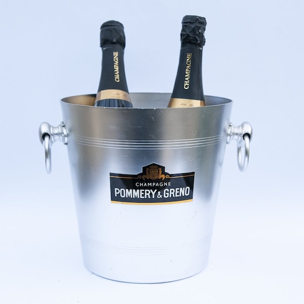 Grand seau à champagne vintage Pommery Greno, Bac à glaçons aluminium, Seau à glace métal