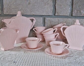 Service à café art déco - Service café rose - Service café vintage - Service café porcelaine - Petites tasses café - Service thé shabby chic