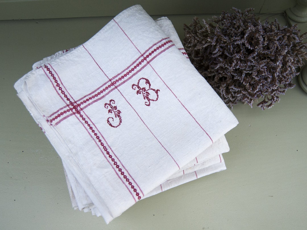 4er-Set Bestickte Baumwollservietten – Kirschblüten-Muster, 45,7x45,7 Cm, Wiederverwendbar