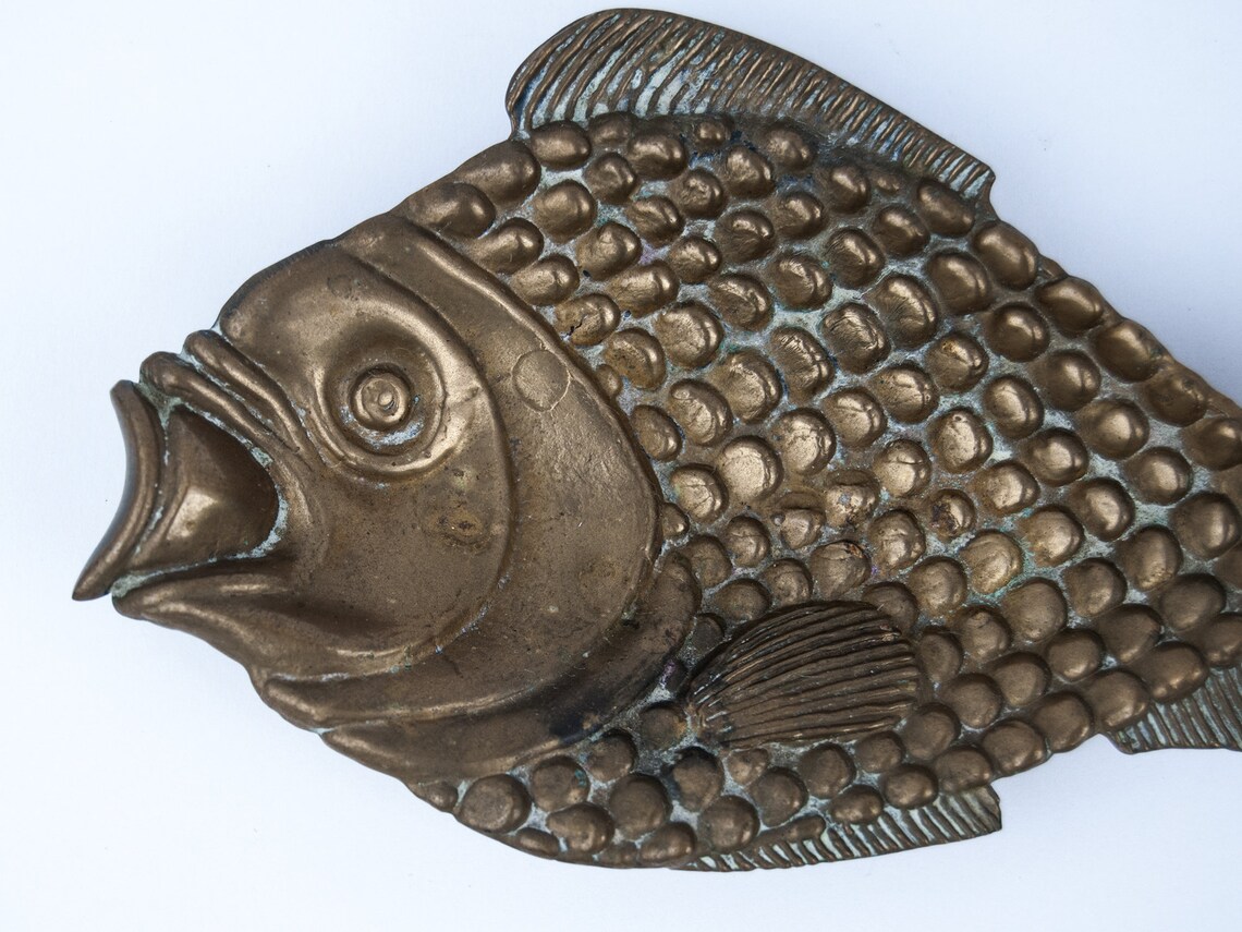 Brass fish figurine vintage Antique trinket dish gold metal Etsy