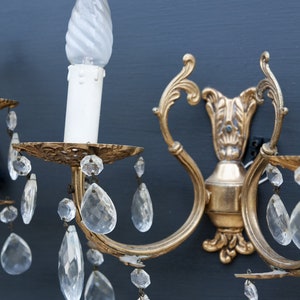 Vintage-Wandleuchten mit Quasten, goldene Kerzenständerlampe aus Metall, Schlossdekor Bild 4
