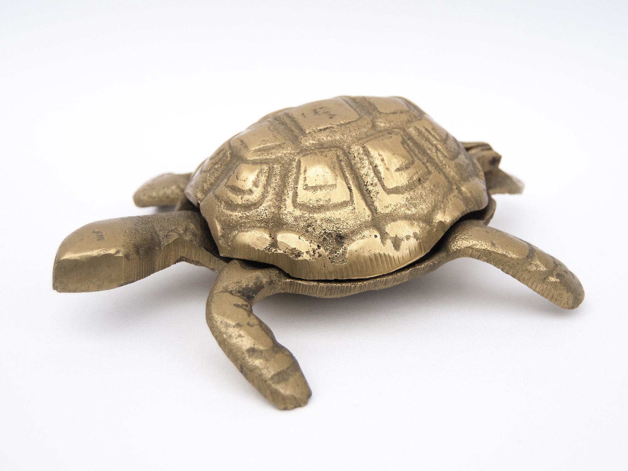 Brass turtle figurine vintage Unique jewelry box animal Gold | Etsy