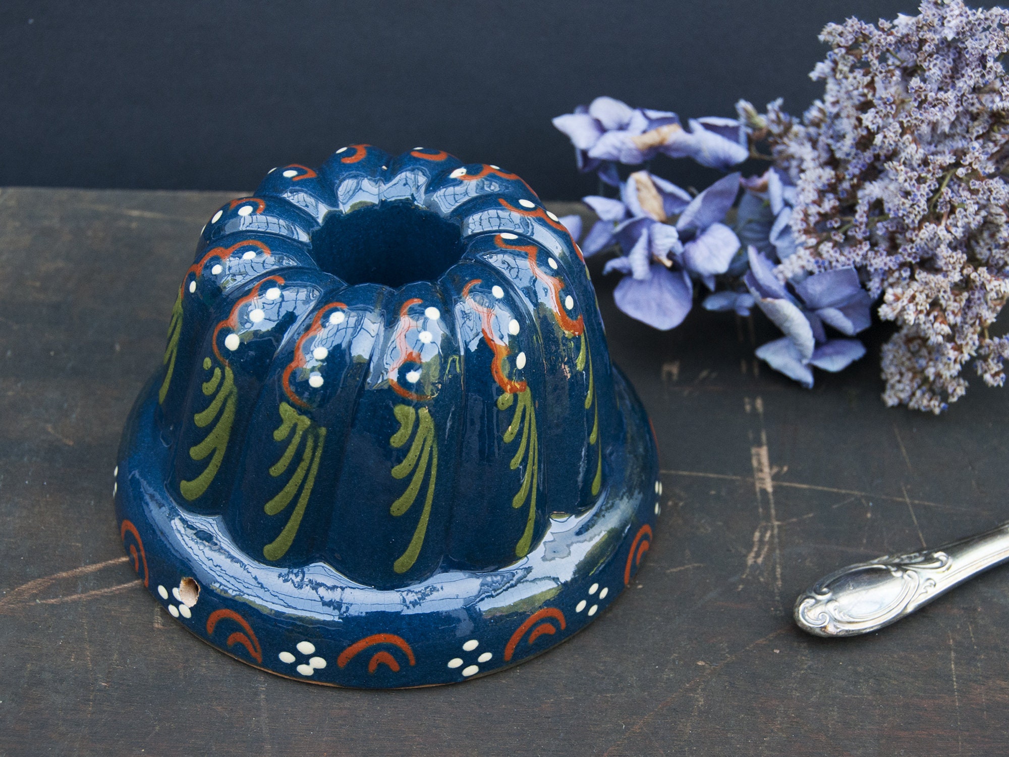 Moule à Gateau Alsacien Vintage, Moule Kouglof Décoré, Poterie en Céramique