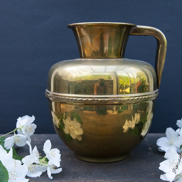 Canne à lait en cuivre, Vase à fleurs doré en laiton ancien, Maison de campagne