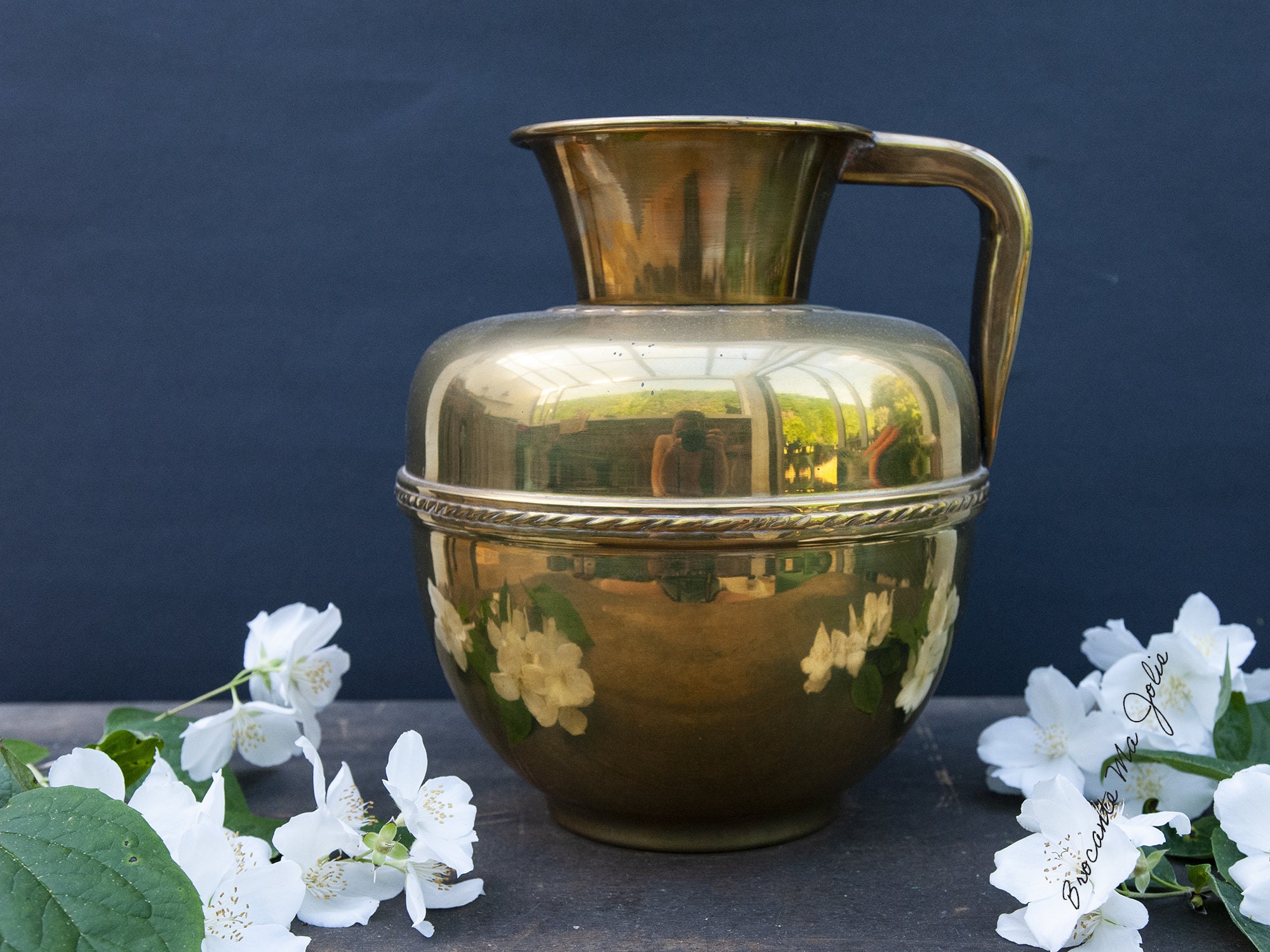 Canne à Lait en Cuivre, Vase Fleurs Doré Laiton Ancien, Maison de Campagne