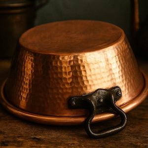 Koperen jamketel, grote vintage pot, landelijke keuken afbeelding 1
