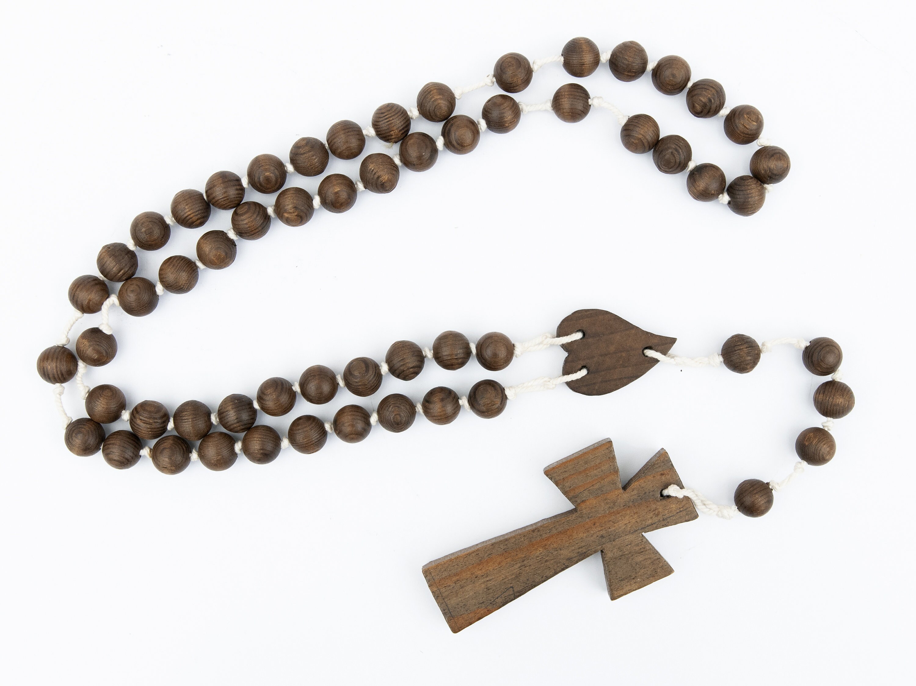 Chapelet de Moine Vintage Perles en Bois, Souvenir Catholique Ancien Lourdes