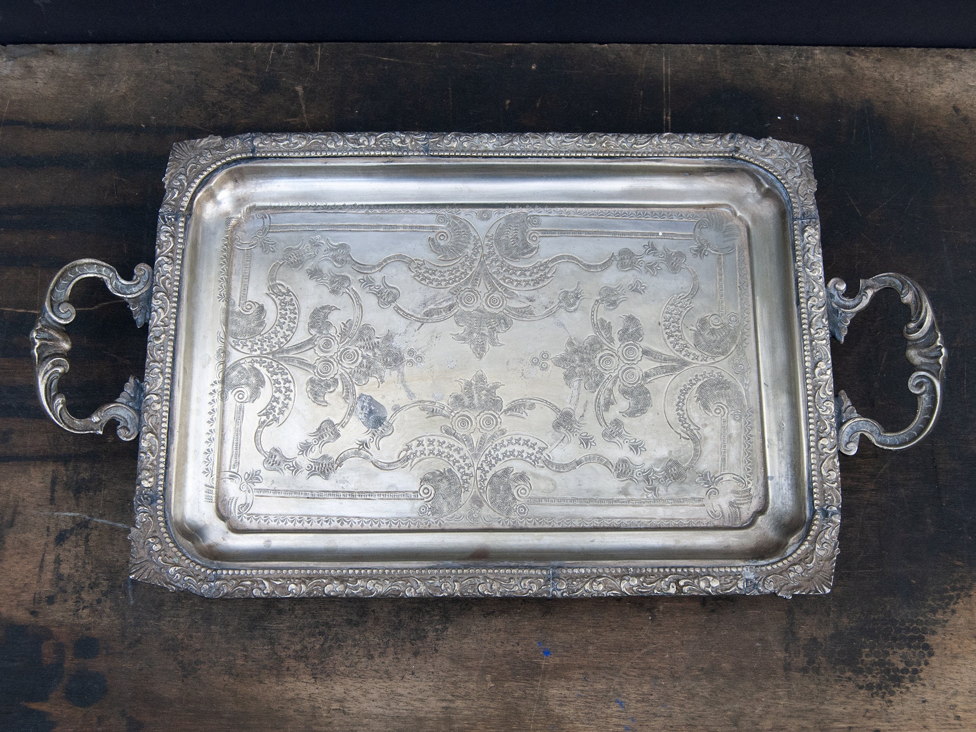 Silver serving plate cheap