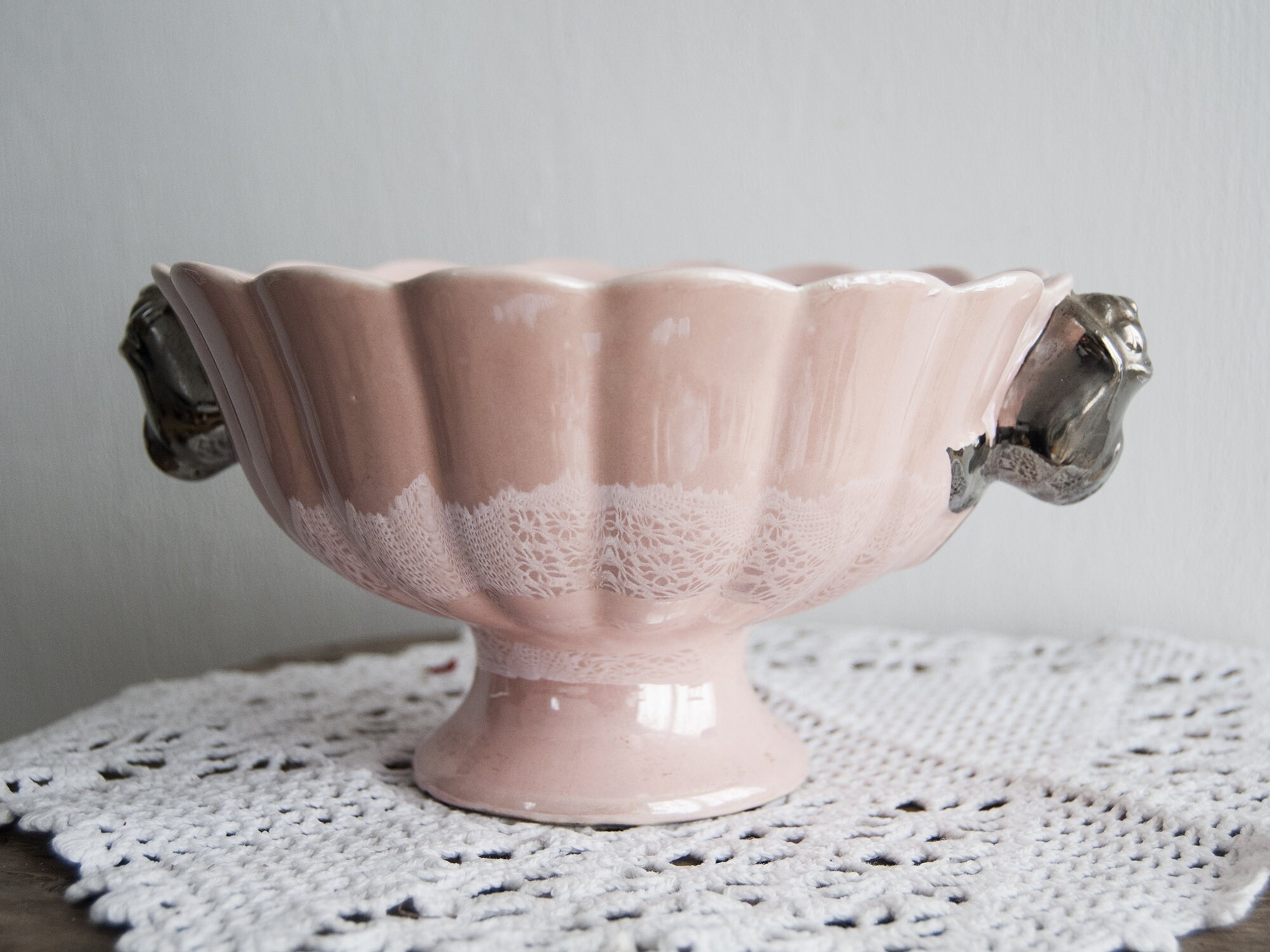 Coupe à Fruits Rose, Bol en Céramique Vintage, Petit Saladier Ancien