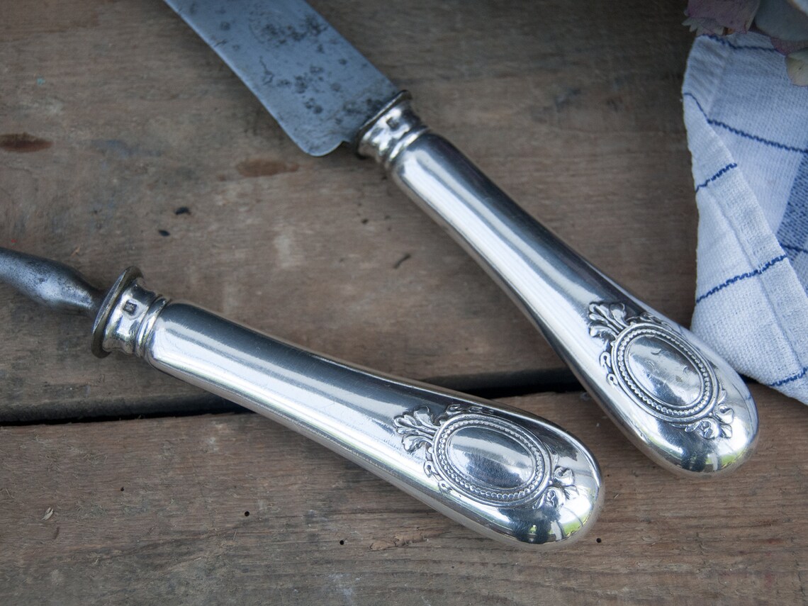 Vintage Carving Knife and Fork Set BOULENGER PARIS Silver Etsy