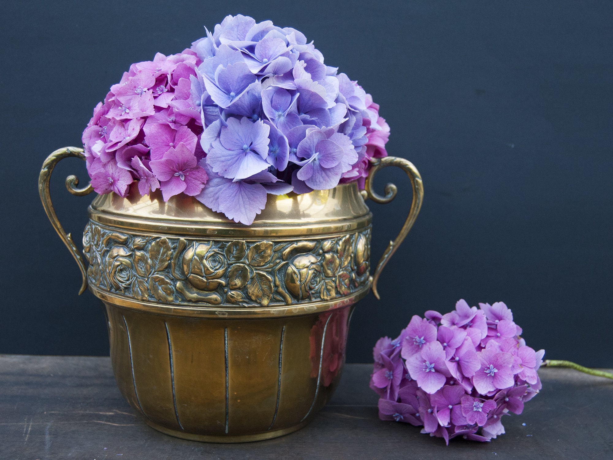 Cache Pot en Laiton Vintage, Jardinière Ronde Métal, Déco Campagne Chic