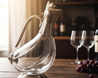 Vintage Glas Hahn Krug, Antike Tierkaraffe, Dekantierkrug