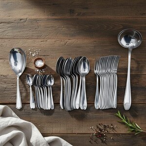 Antique silver cutlery set, Silver plated forks knives and spoons, French vintage stainless steel flatware image 1