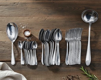 Antique silver cutlery set, Silver plated forks knives and spoons, French vintage stainless steel flatware