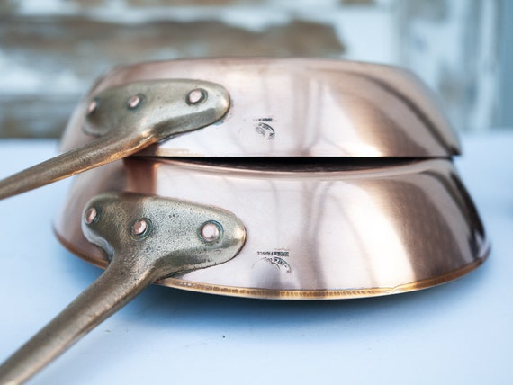 ヴィンテージの銅鍋、古い鍋 2 個のセット、素朴なキッチン - Etsy 日本