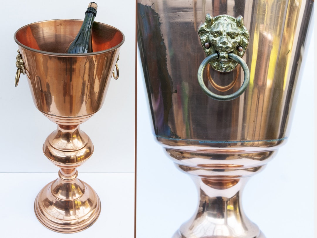 Antique Copper Champagne Bucket Vintage Coal Bucket Pedestal Etsy