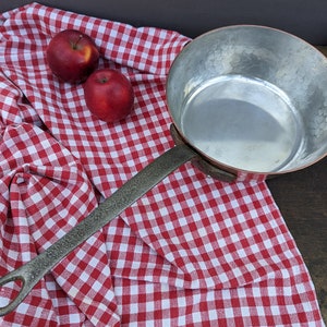 Vintage French hammered tin lined copper pan, Copper cookware, Country kitchen saucepan set