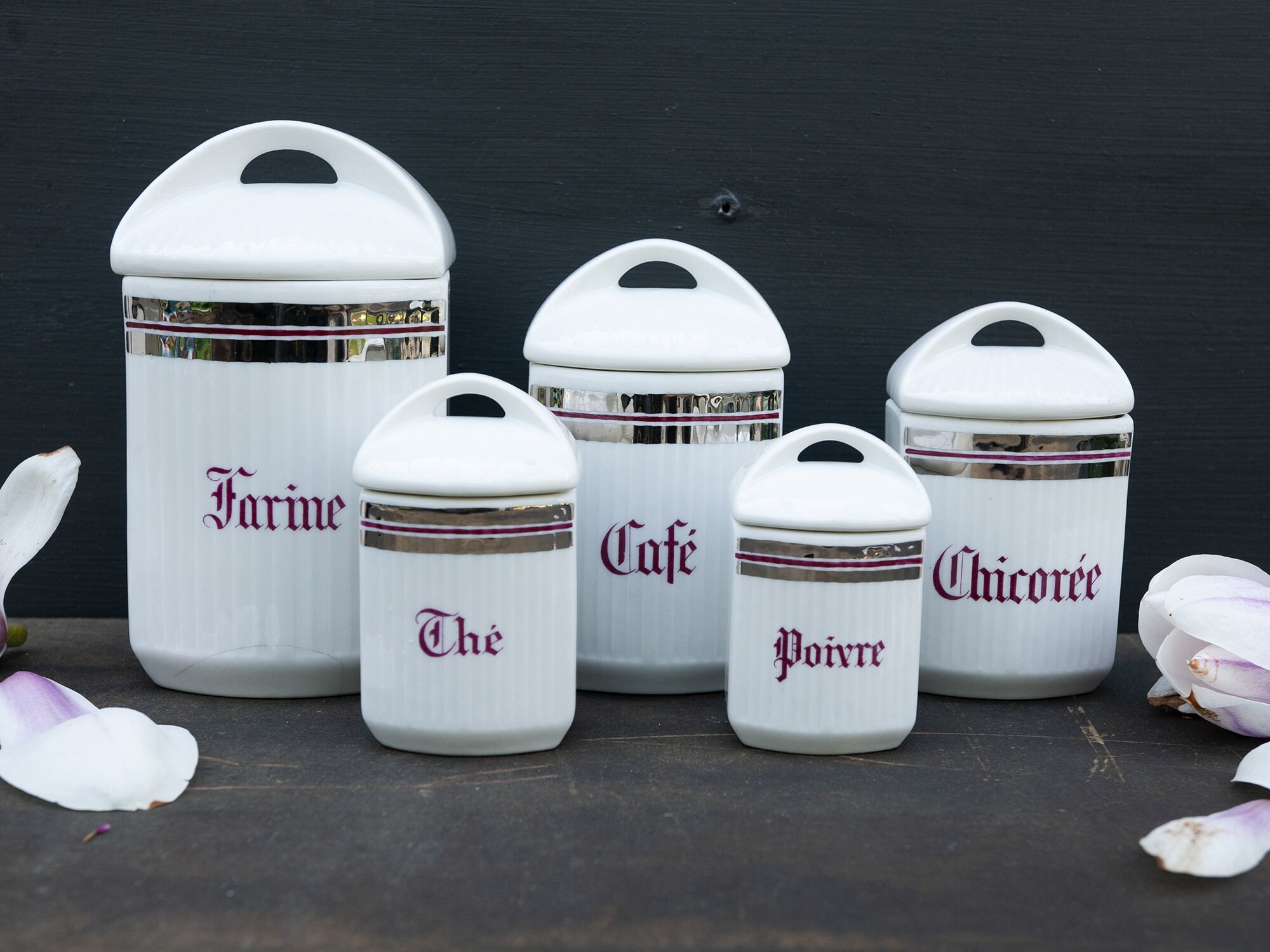 Boites de Rangement Cuisine, Pots à Épices Céramique, Shabby Chic