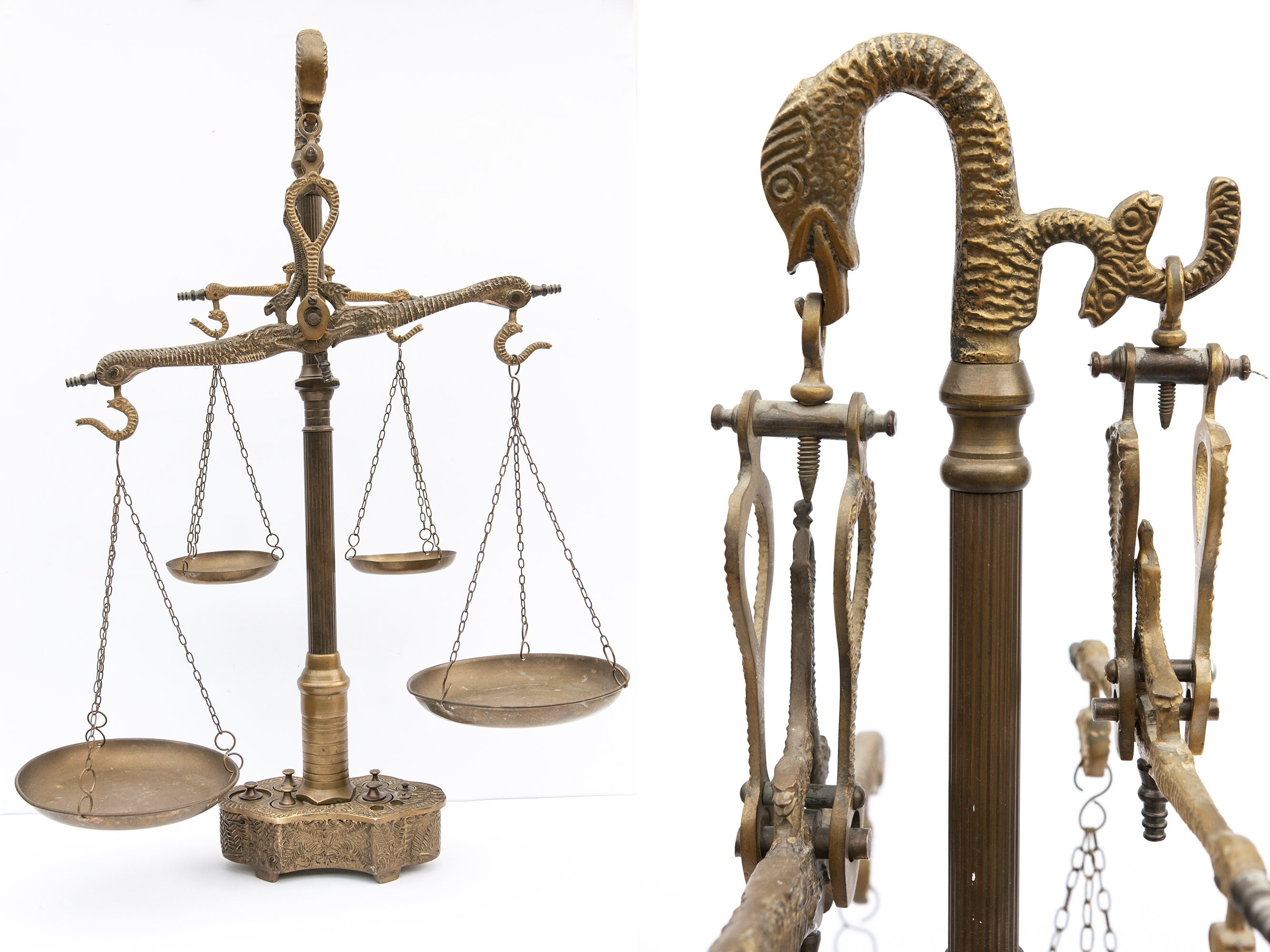 Balance de Justice en Bronze Vintage, Balance d'aphoticaire Double Plateaux Ancienne, Précision Tréb