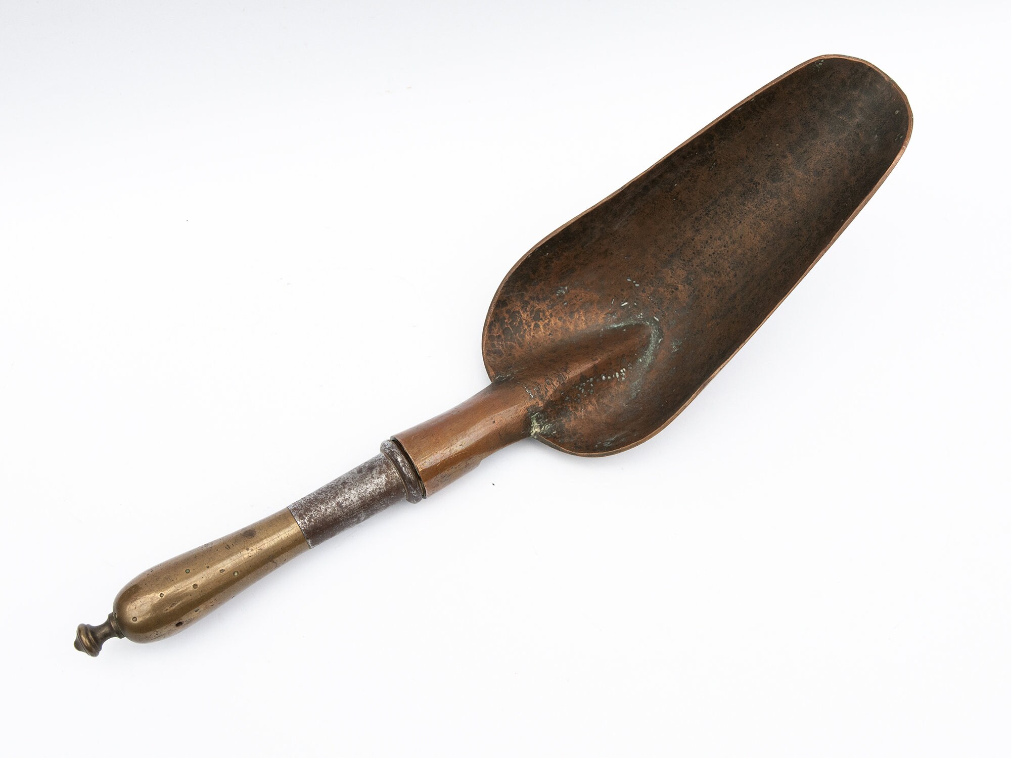 Pelle à Grains Vintage en Cuivre et Laiton, Grande Pelle Ancienne, Pelle Farine